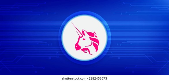 Banner de ilustración de vector de criptodivisa Uniswap (UNI)