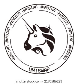 Uniswap UNI cryptocurrency flat logo on white background vector illustration. Blockchain currency sign logo background illustration