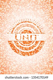 Unit abstract emblem, orange mosaic background