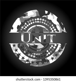 Unit grey camouflaged emblem. Vector Illustration.
