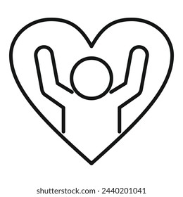 Unit love heart icon outline vector. Support palm. Father dark