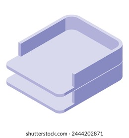 Unit paper tray icon isometric vector. Financial equipment basket. Desktop shelf folder