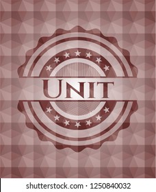 Unit red emblem with geometric pattern background. Seamless.