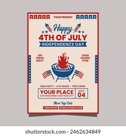 Unitade States of America independence day BBQ Party flyer or poster template design