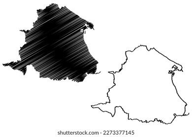Unitary authority area, borough Hartlepool (United Kingdom of Great Britain and Northern Ireland, ceremonial county Durham, England) map vector illustration, scribble sketch map