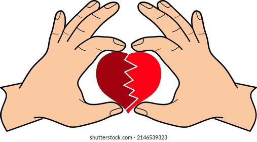 unite a broken love, concept illustration of connecting a broken heart.
