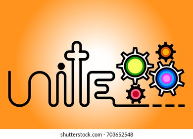Unite concept text design vector.