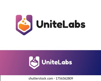 Unite Labs logo design with gradient style.
Inspired by letter 'U' and laboratory.
Suitable for design, science, and technology companies.