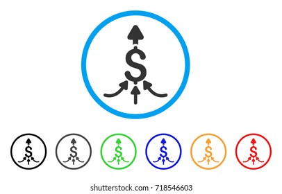 Unite Payments rounded icon. Style is a flat unite payments gray symbol inside light blue circle with black, gray, green, blue, red, orange versions. Vector designed for web and software interfaces.