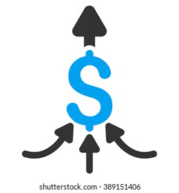 Unite Payments vector icon. Style is bicolor flat symbol, blue and gray colors, white background.