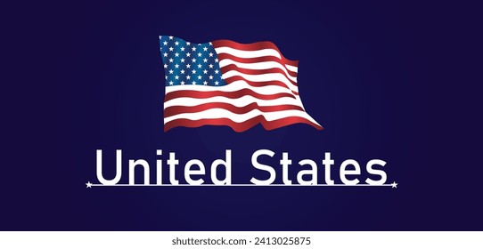 Unite United States With Flag Stylish Text illustration Design