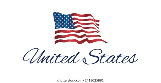 Unite United States With Flag Stylish Text illustration Design