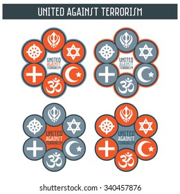 United against terrorism - vector, editable