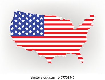 United of American flag on map background