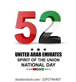 United Arab Emirates 52 National day. Greeting card for National Day. 2 December 2023. EPS10 vector