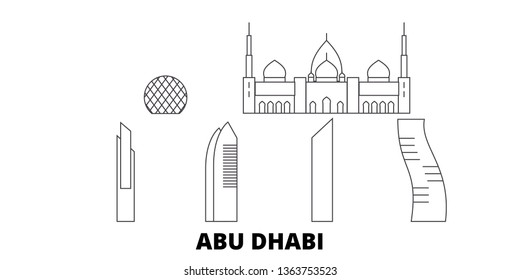 United Arab Emirates, Abu Dhabi City line travel skyline set. United Arab Emirates, Abu Dhabi City outline city vector illustration, symbol, travel sights, landmarks.