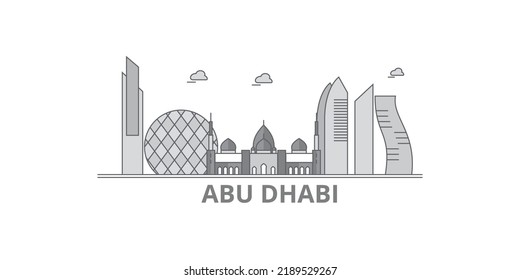 United Arab Emirates, Abu Dhabi City city skyline isolated vector illustration, icons