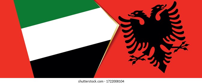 United Arab Emirates and Albania flags, two vector flags symbol of relationship or confrontation.