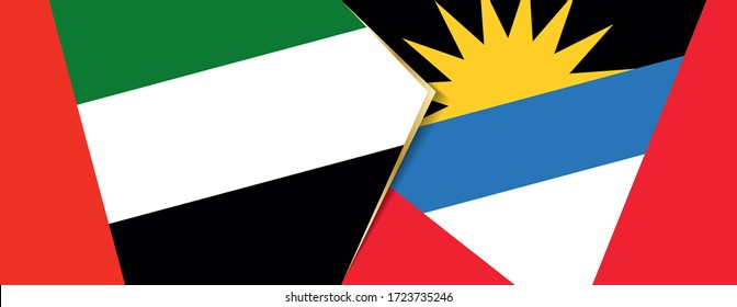 United Arab Emirates and Antigua and Barbuda flags, two vector flags symbol of relationship or confrontation.