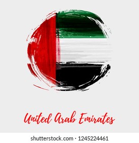 United Arab Emirates background with abstract watercolor grunge flag in round shape.