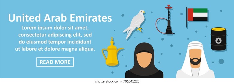 United arab emirates banner horizontal concept. Flat illustration of united arab emirates banner horizontal vector concept for web