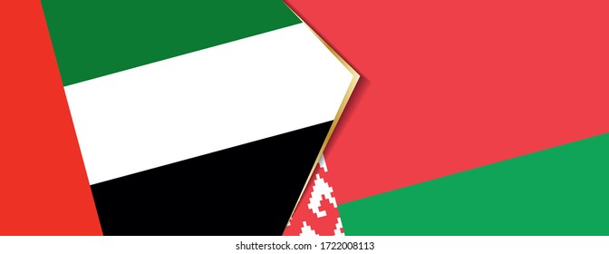 United Arab Emirates and Belarus flags, two vector flags symbol of relationship or confrontation.