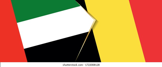United Arab Emirates and Belgium flags, two vector flags symbol of relationship or confrontation.