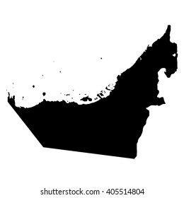 United Arab Emirates black map on white background vector