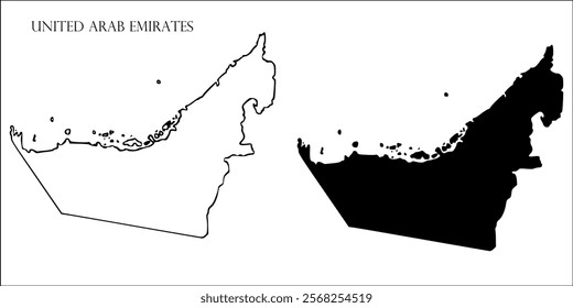 United Arab Emirates Blank Map, United Arab Emirates Map Outline Vector Images