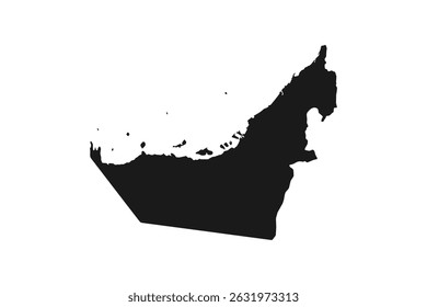 United Arab Emirates blank outline map. United Arab Emirates map in black and white. Vector