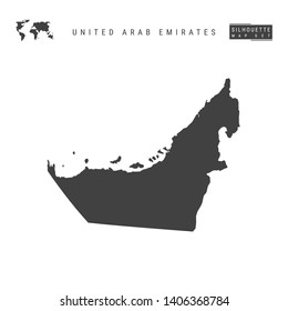 United Arab Emirates Blank Vector Map Isolated on White Background. High-Detailed Black Silhouette Map of UAE.