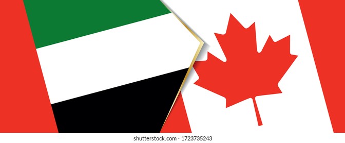 United Arab Emirates and Canada flags, two vector flags symbol of relationship or confrontation.