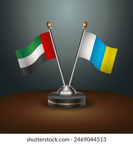 United Arab Emirates and Canary Islands table flags relation with gradient backgrund. Vector Illustration