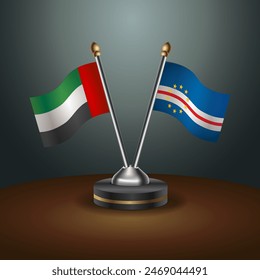 United Arab Emirates and Cape Verde table flags relation with gradient backgrund. Vector Illustration