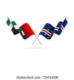 United Arab Emirates and Cape Verde flags. Vector illustration.