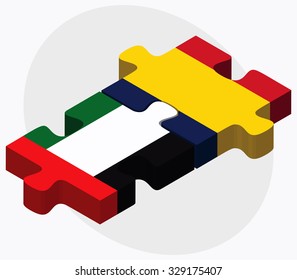 United Arab Emirates and Chad Flags in puzzle  isolated on white background