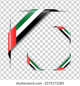 United Arab Emirates corner national flag with shadow