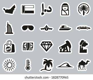 United Arab Emirates Country & Culture Icons Black & White Sticker Set Big