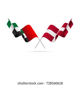 United Arab Emirates and Denmark flags. Vector illustration.