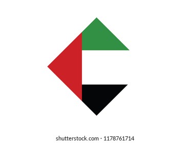 United Arab Emirates diamond shape national flag country symbol coat of arms