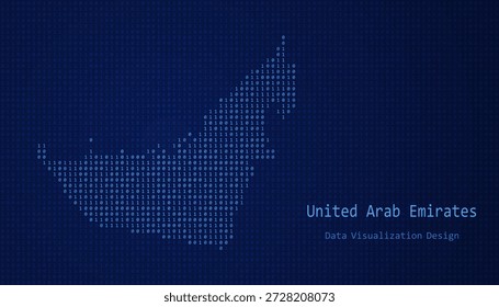 Emiratos Árabes Unidos Mapa digital formado con unos y ceros para el diseño de visualización de datos