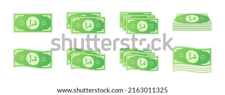 United Arab Emirates Dirham Banknote Icon Set