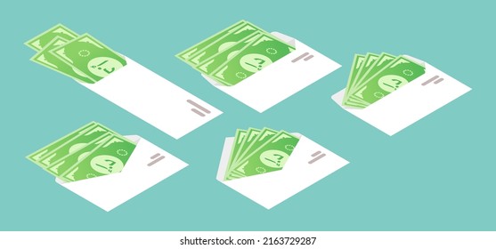 United Arab Emirates Dirham Money in Envelope Isometric Icon