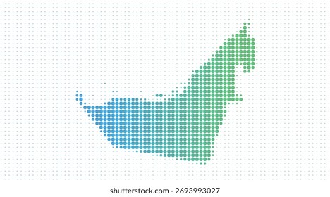 Mapa punteado de los Emiratos Árabes Unidos en estilo de semitono moderno, Ilustración vectorial sobre fondo blanco