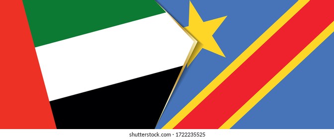 United Arab Emirates and DR Congo flags, two vector flags symbol of relationship or confrontation.