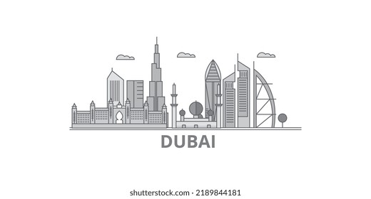 United Arab Emirates, Dubai City city skyline isolated vector illustration, icons