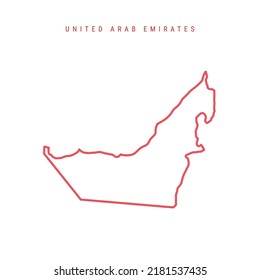 United Arab Emirates editable outline map. UAE red border. Country name. Adjust line weight. Change to any color. Vector illustration.