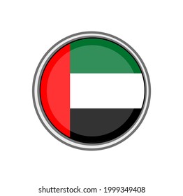 United Arab Emirates Emirate Flag 3D Circle Push Button Icon 