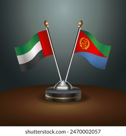 United Arab Emirates and Eritrea table flags relation with gradient backgrund. Vector Illustration