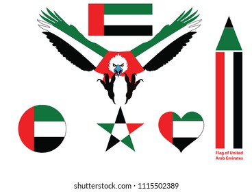 United Arab Emirates flag. Abstract background UAE flag ribbon icon set vector